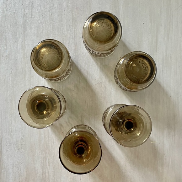 VINTAGE 1970s Libbey Prado Scroll 3 Low Ball Glasses + 3 Wine Glasses - Set of 6 - Picture 4 of 8